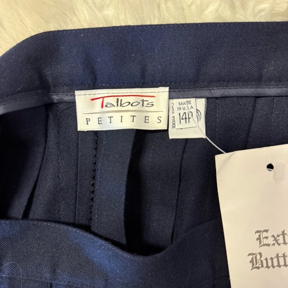 Talbots Vintage Pleated Wool Skirt Navy Blue Size 14 Petite NWT - Picture 5 of 8